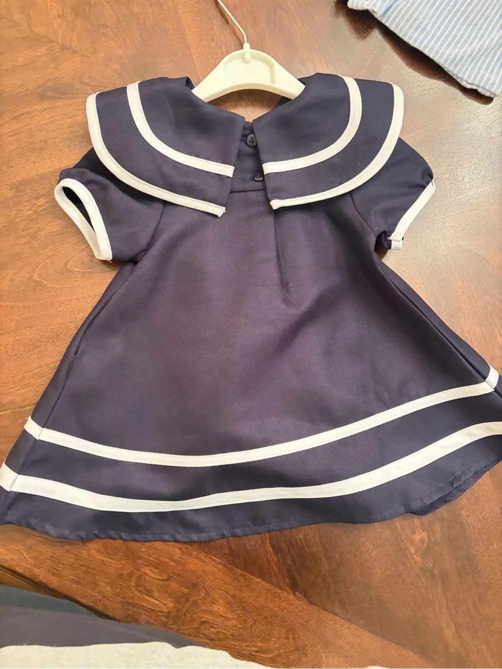 Classic Navy Sailor Dress for Girls with White Trim
